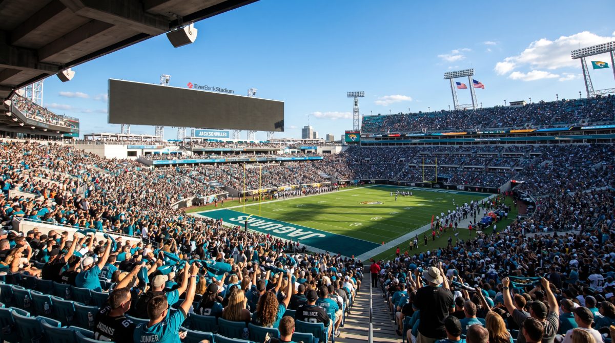 The game-day experience at EverBank Stadium in Jacksonville as fans gear up for kickoff.